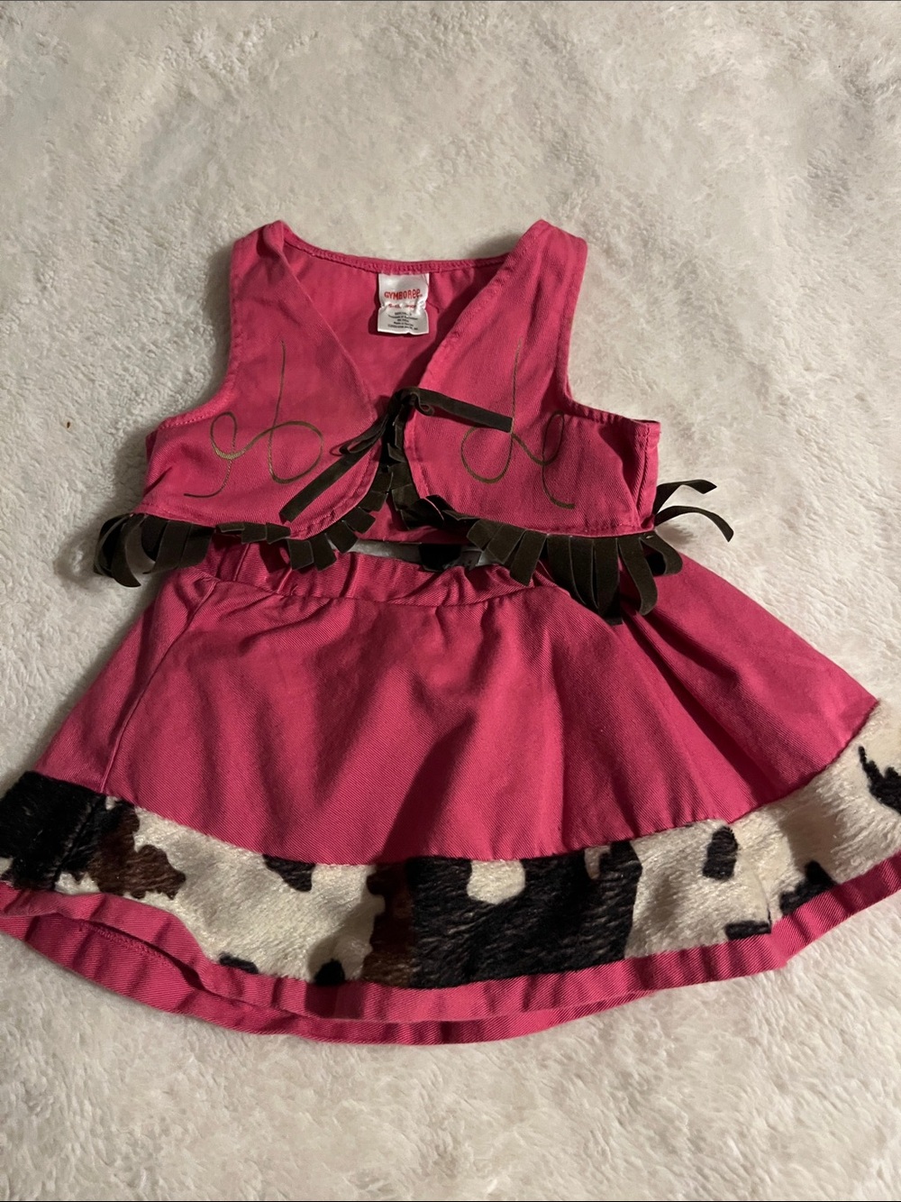 Gymboree Hot Pink Cowgirl matching set with Black & White Cow Print Trim